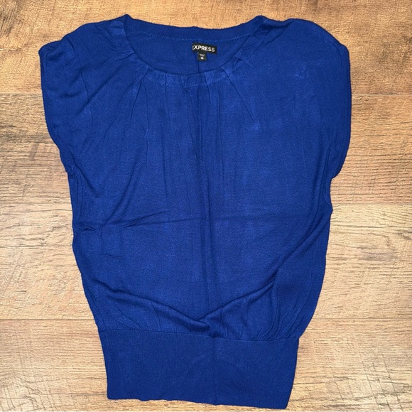 Express Royal Blue Cap Sleeve Keyhole Sweater - Picture 1 of 9